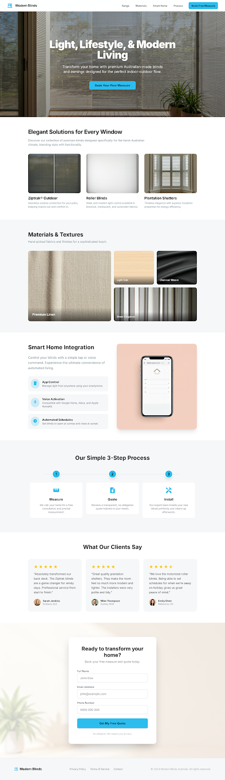 Blinds Website Design