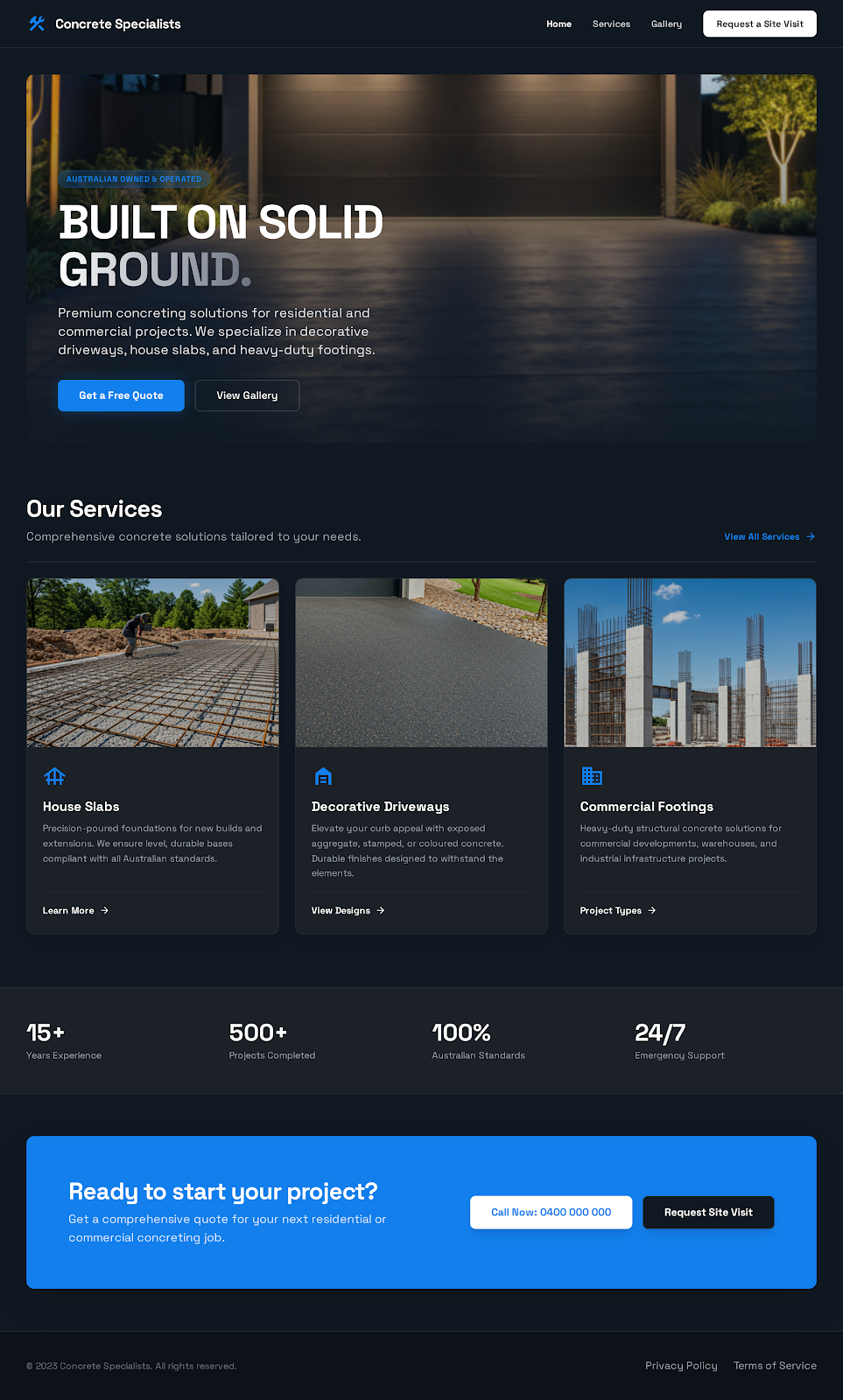 Concreter Website Design