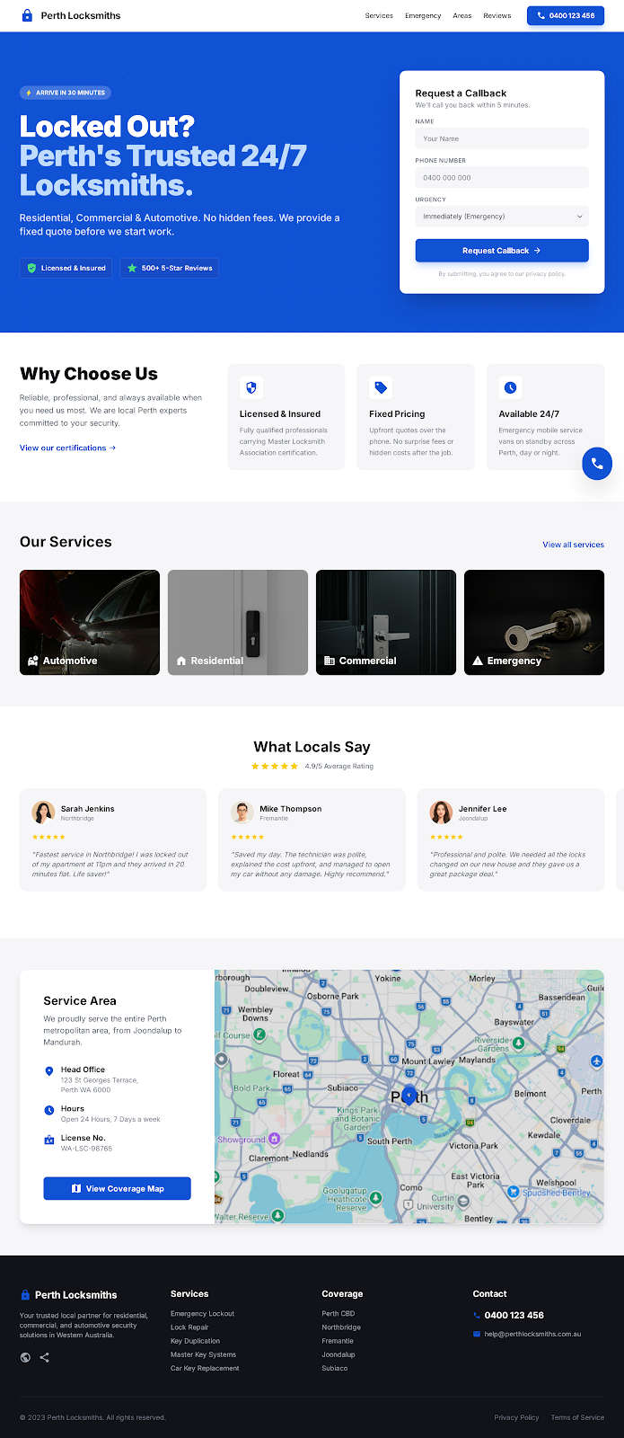 Locksmith Website Design