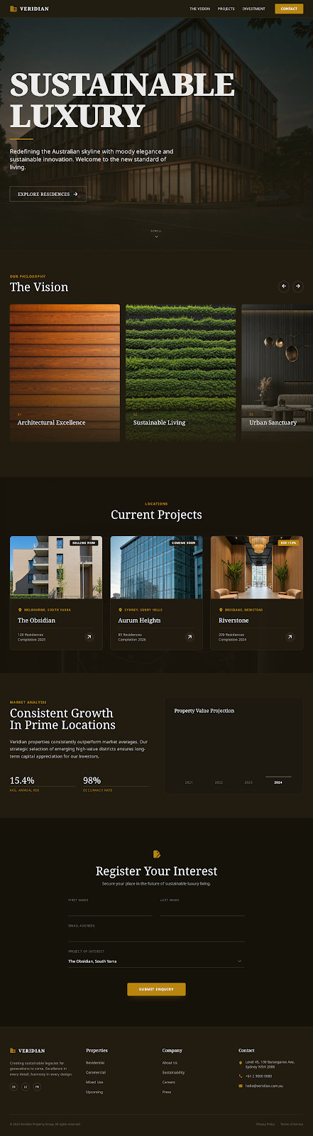 Luxury Property Developer Website Design