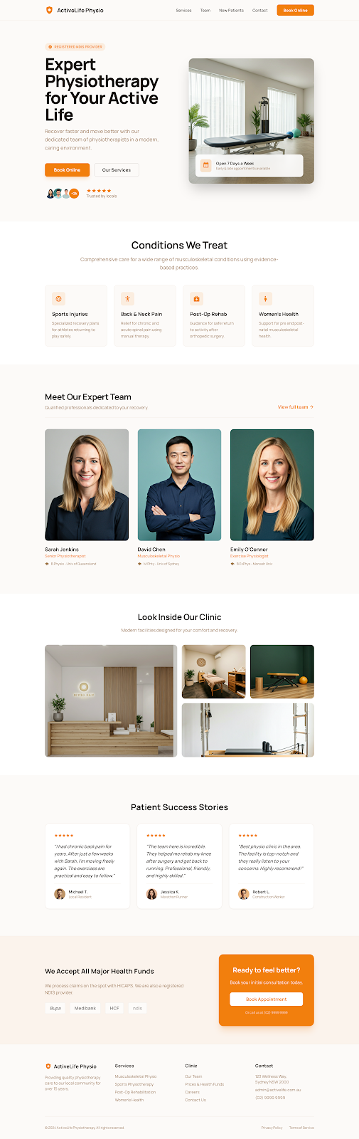 Physiotherapist Website Design