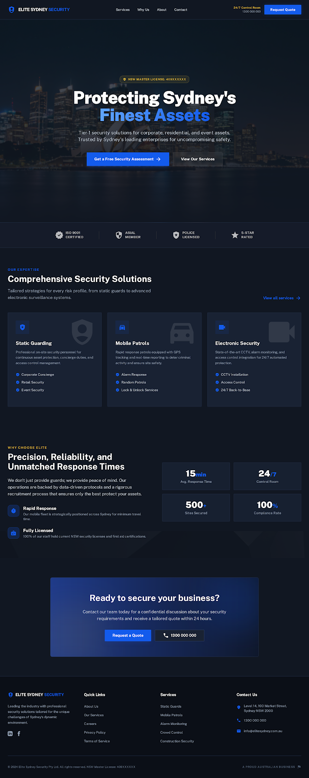 Security Company Website Design